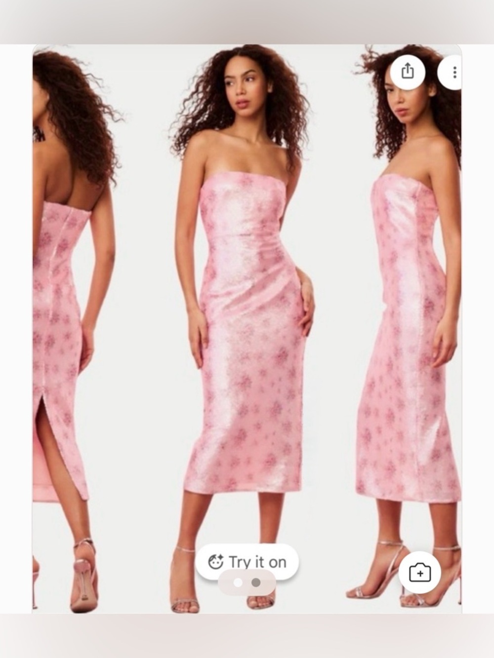 LoveShakFancy Stacia Sequin Strapless Pink Midi Dress